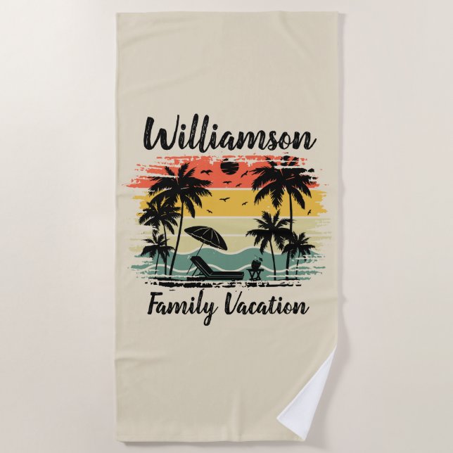 Personalized family vacation beach towel (Front)