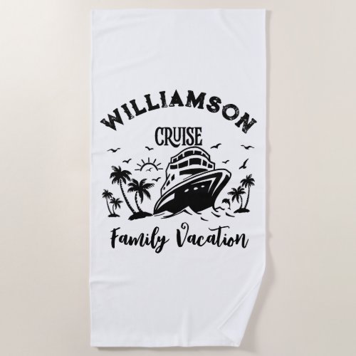 Personalized family vacation beach towel