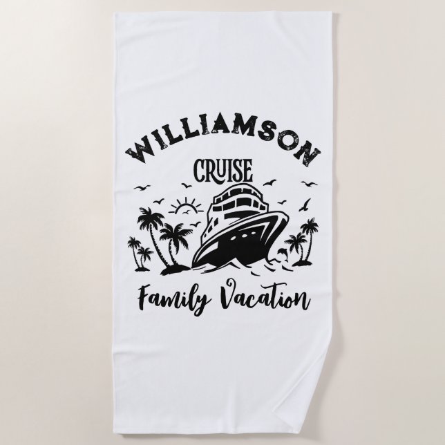 Personalized family vacation beach towel (Front)