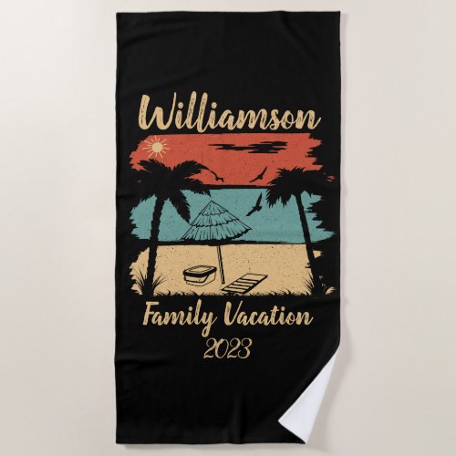 Personalized family vacation beach towel