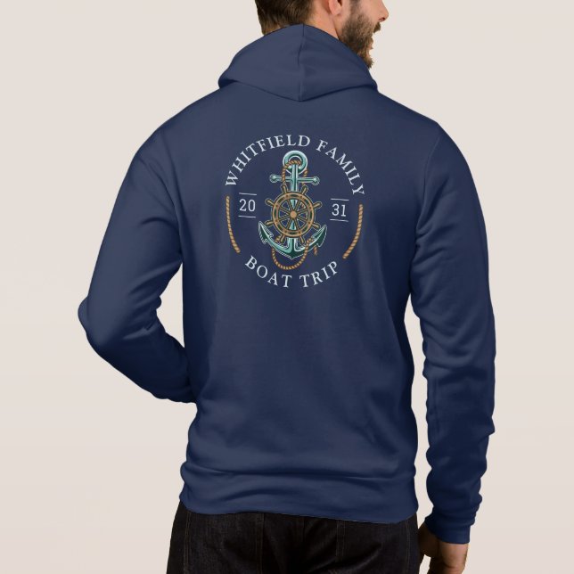 Personalized Family Vacation Boat Trip Nautical Hoodie (Back)