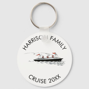 Personalized Family Vacation Cruise   Vintage Ship Keychain