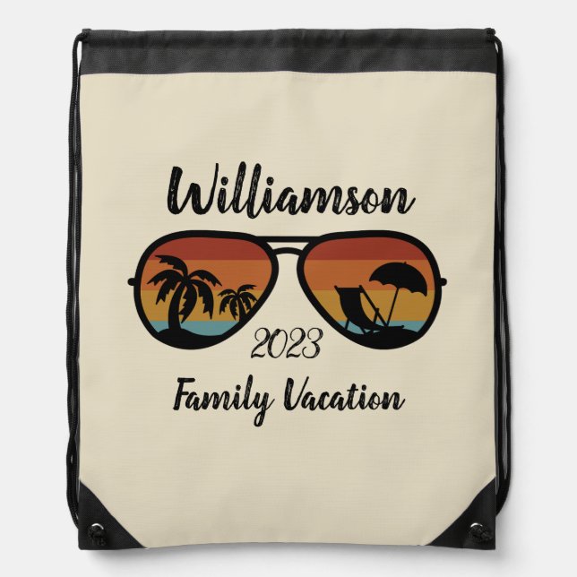 Personalized family vacation drawstring bag (Front)