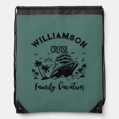 Personalized family vacation drawstring bag