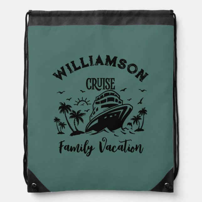 Personalized family vacation drawstring bag (Front)