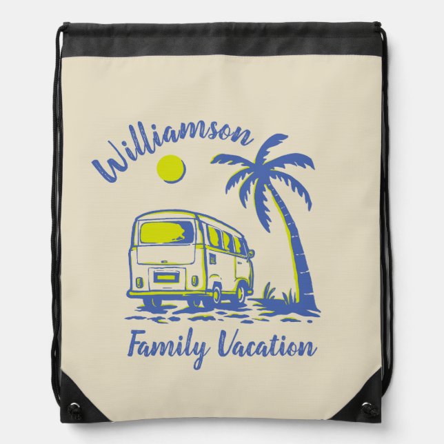Personalized family vacation drawstring bag (Front)