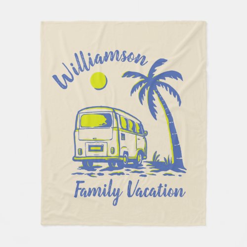 Personalized family vacation fleece blanket