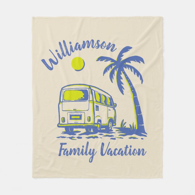 Personalized family vacation fleece blanket (Front)