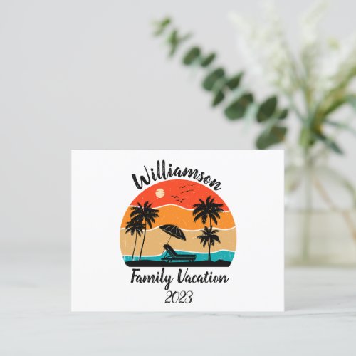 Personalized family vacation holiday postcard