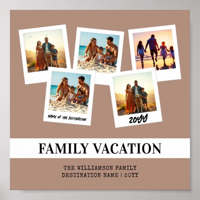 Personalized Family Vacation Modern Snapshot Style Poster (Front)