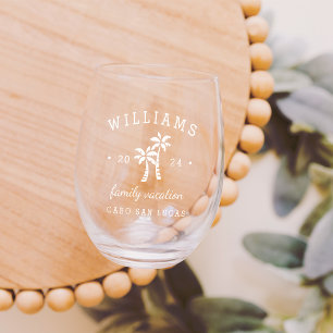 Personalized Family Vacation Stemless Wine Glass