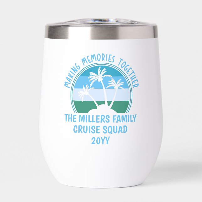 Personalized Family Vacation Summer Beach Trip Thermal Wine Tumbler (Front)