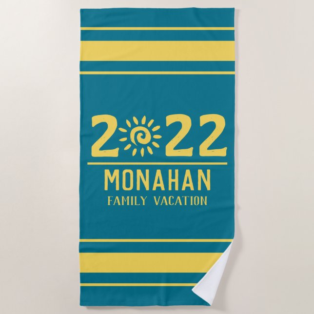 Personalized Family Vacation Sunshine Beach Towel (Front)
