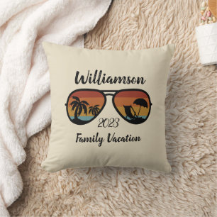 Personalized family vacation throw pillow