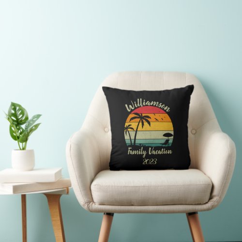 Personalized family vacation throw pillow