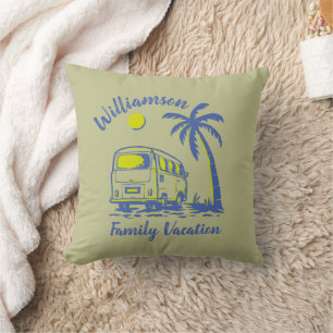 Personalized family vacation throw pillow