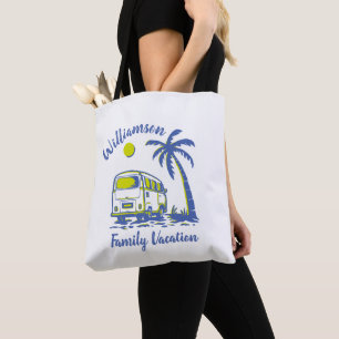 Personalized family vacation tote bag