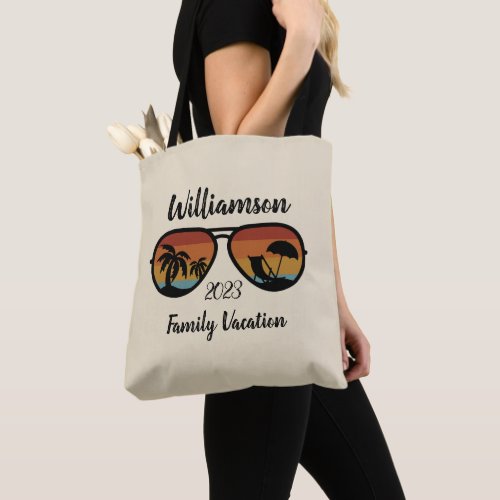 Personalized family vacation tote bag