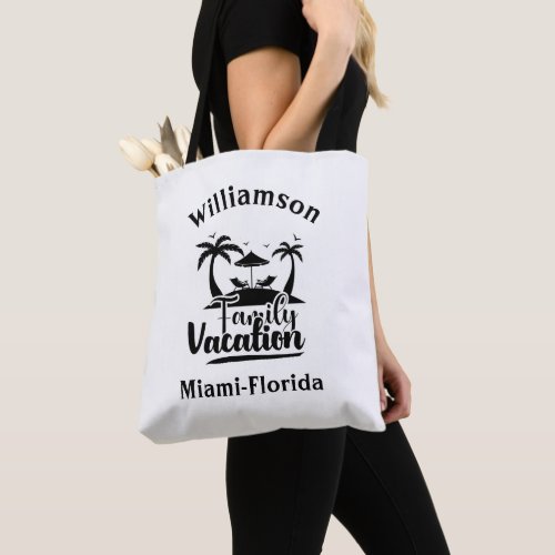 Personalized family vacation tote bag