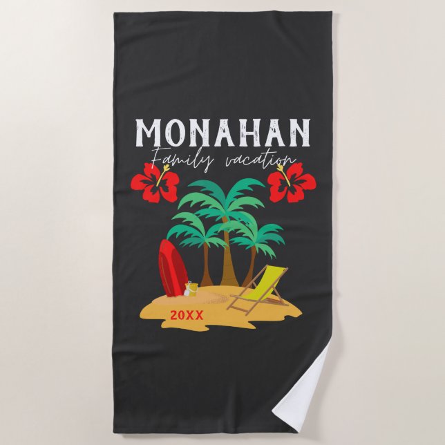 Personalized Family Vacation Tropical Beach Towel (Front)