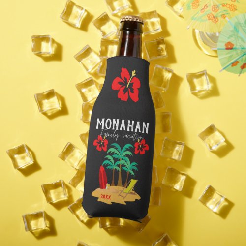 Personalized Family Vacation Tropical Bottle Cooler