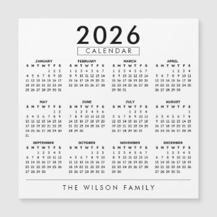 Personalized Family Wall Calendar 2026
