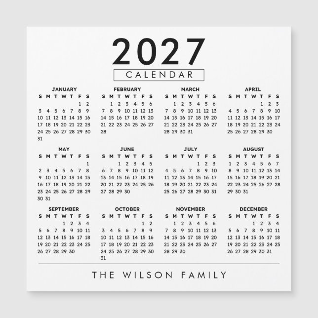 Personalized Family Wall Calendar 2027   (Front)