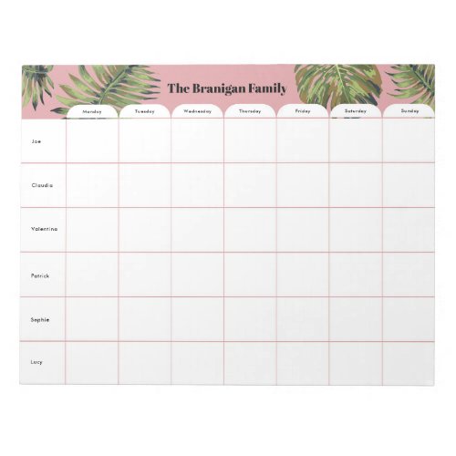 Personalized Family Weekly Planner Notepad