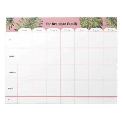 Personalized Family Weekly Planner Notepad