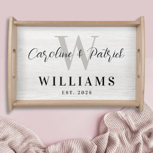Personalized Family Wood Initial Names Est Date Serving Tray