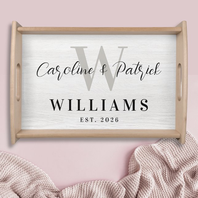 Personalized Family Wood Initial Names Est Date Serving Tray (Personalized Family Wood Serving Tray Custom Initial Names Est Established Date Housewarming Gift )