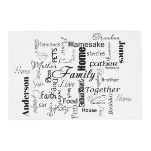 Personalized Family words collage placemat