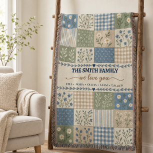 Personalized Family Woven Throw Blanket