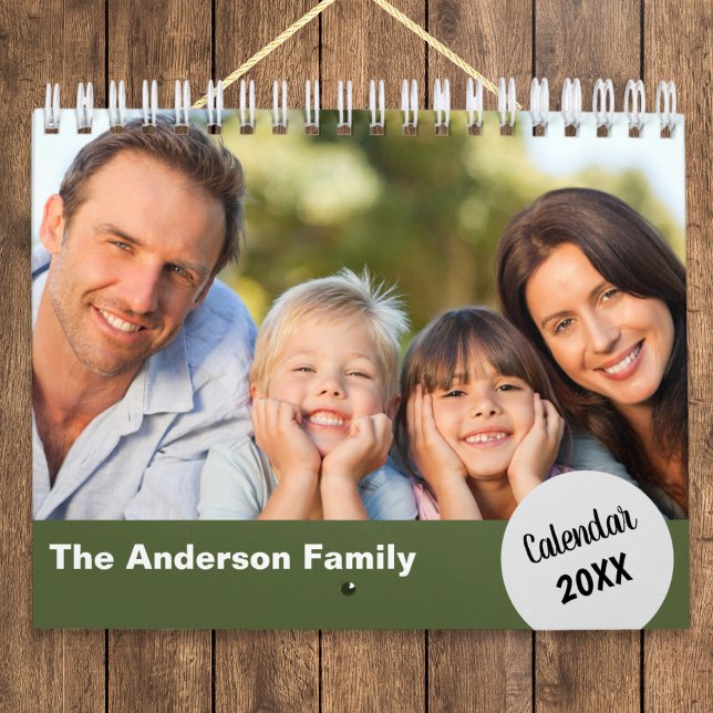 Personalized Family Year Your Photos Monthly Wall Calendar (An attractive custom wall calendar, to personalize with favorite family photos, name and year)