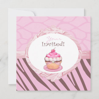 Personalized Fancy Cupcake Safari Invitations