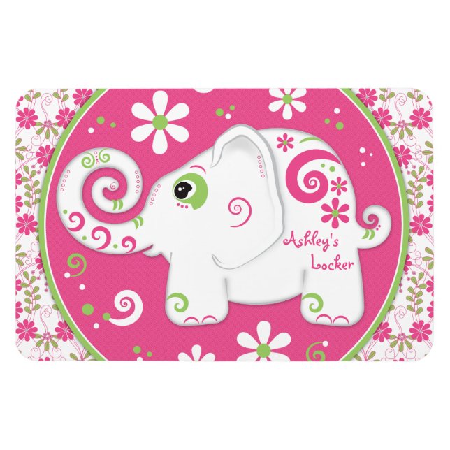 Personalized Fancy Decorated Elephant Flat Magnet (Horizontal)