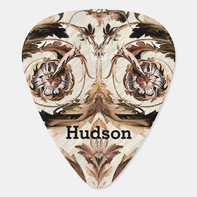 Personalized Fancy Flourish Camouflage Guitar Pick (Back)