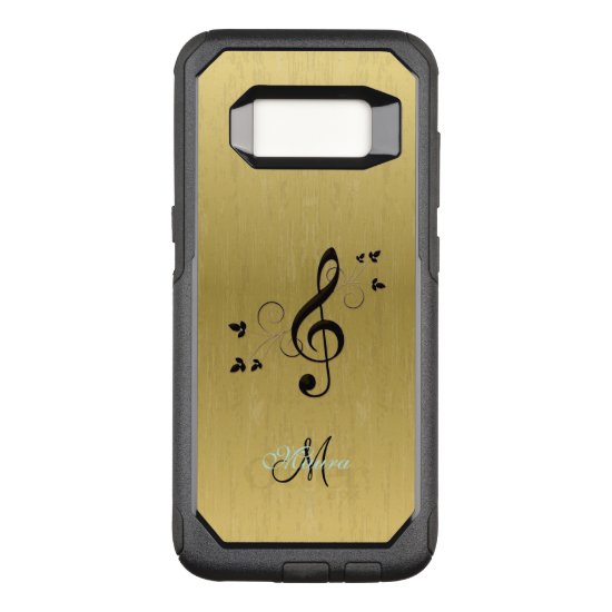 Personalized Fancy Music Clef on Gold OtterBox Commuter Samsung Galaxy S8 Case