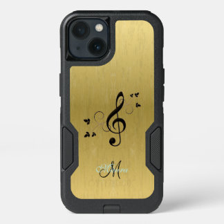 Personalized Fancy Music Clef on Gold iPhone 13 Case