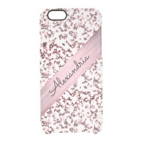 Personalized Fancy Pink Blush Marble Clear iPhone 66S Case