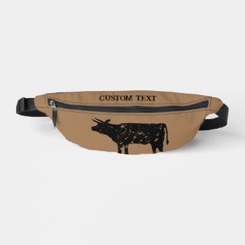Personalized Fanny Pack With Black Cow Silhouette by cookinggifts at Zazzle