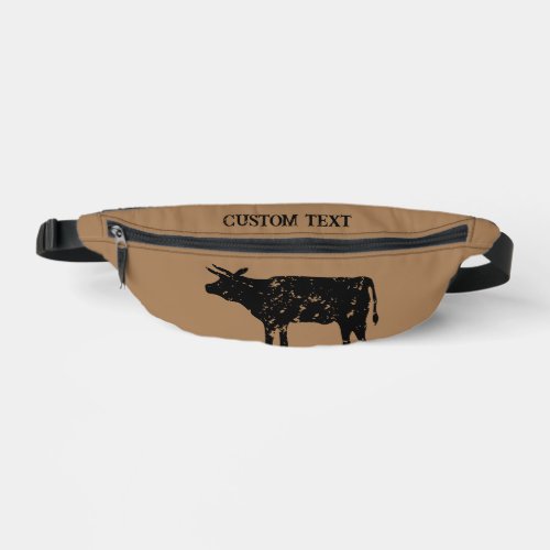 Personalized fanny pack with black cow silhouette