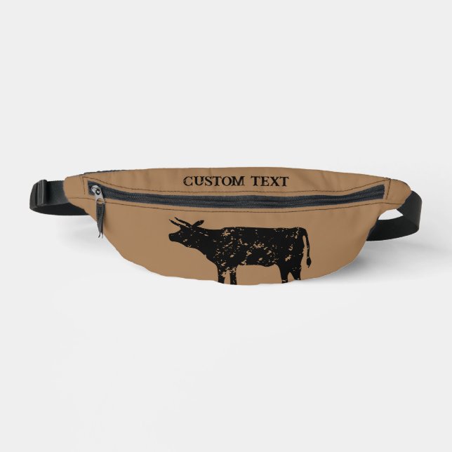Personalized fanny pack with black cow silhouette (Front)