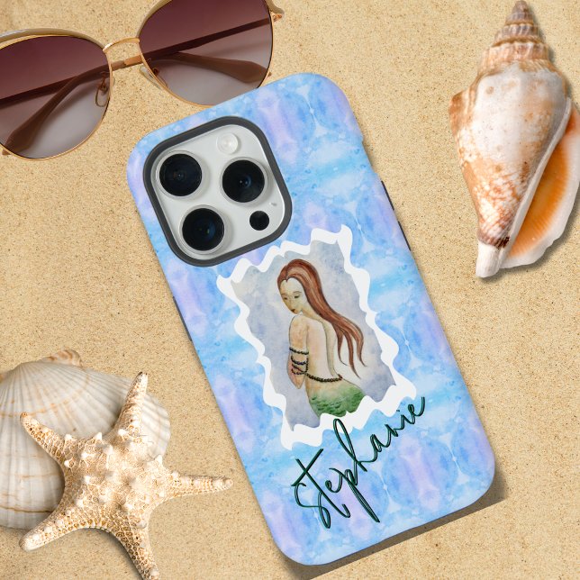 Personalized Fantasy Boho Mermaid Blue Teal iPhone Case (Creator Uploaded)