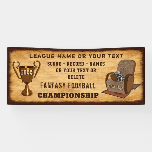 Personalized Fantasy Football Championship Banner