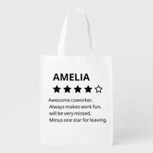 Personalized Farewell Gift – Funny 4-Star Coworker Grocery Bag