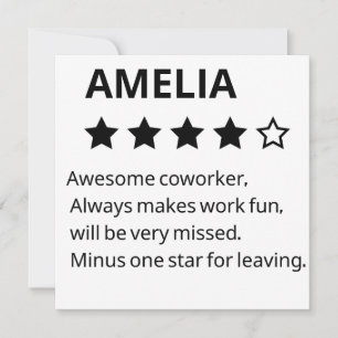 Personalized Farewell Gift – Funny 4-Star Coworker Invitation
