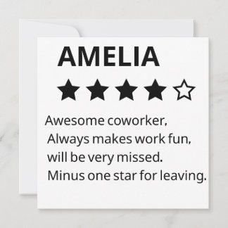 Personalized Farewell Gift – Funny 4-Star Coworker Invitation
