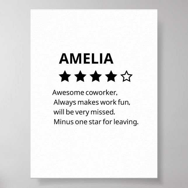 Personalized Farewell Gift – Funny 4-Star Coworker Poster (Front)