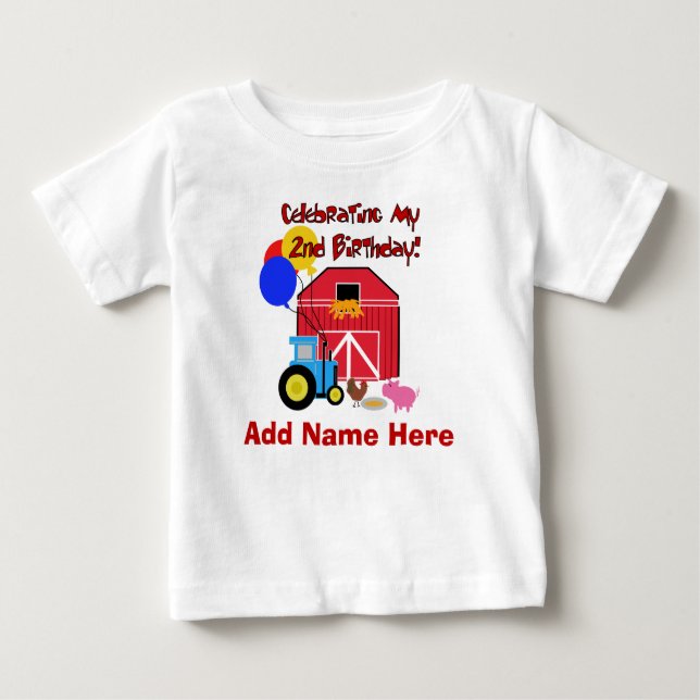 Personalized Farm 2nd Birthday Tshirt (Front)
